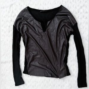 GENERATION LOVE x Revolve Modal Faux Leather Long Sleeve Black Top